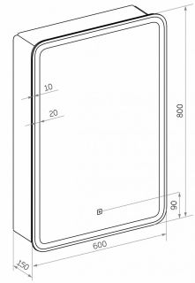 Зеркало-шкаф с подсветкой Art&Max Platino правый 60см белый AM-Pla-600-800-1D-R-DS-F